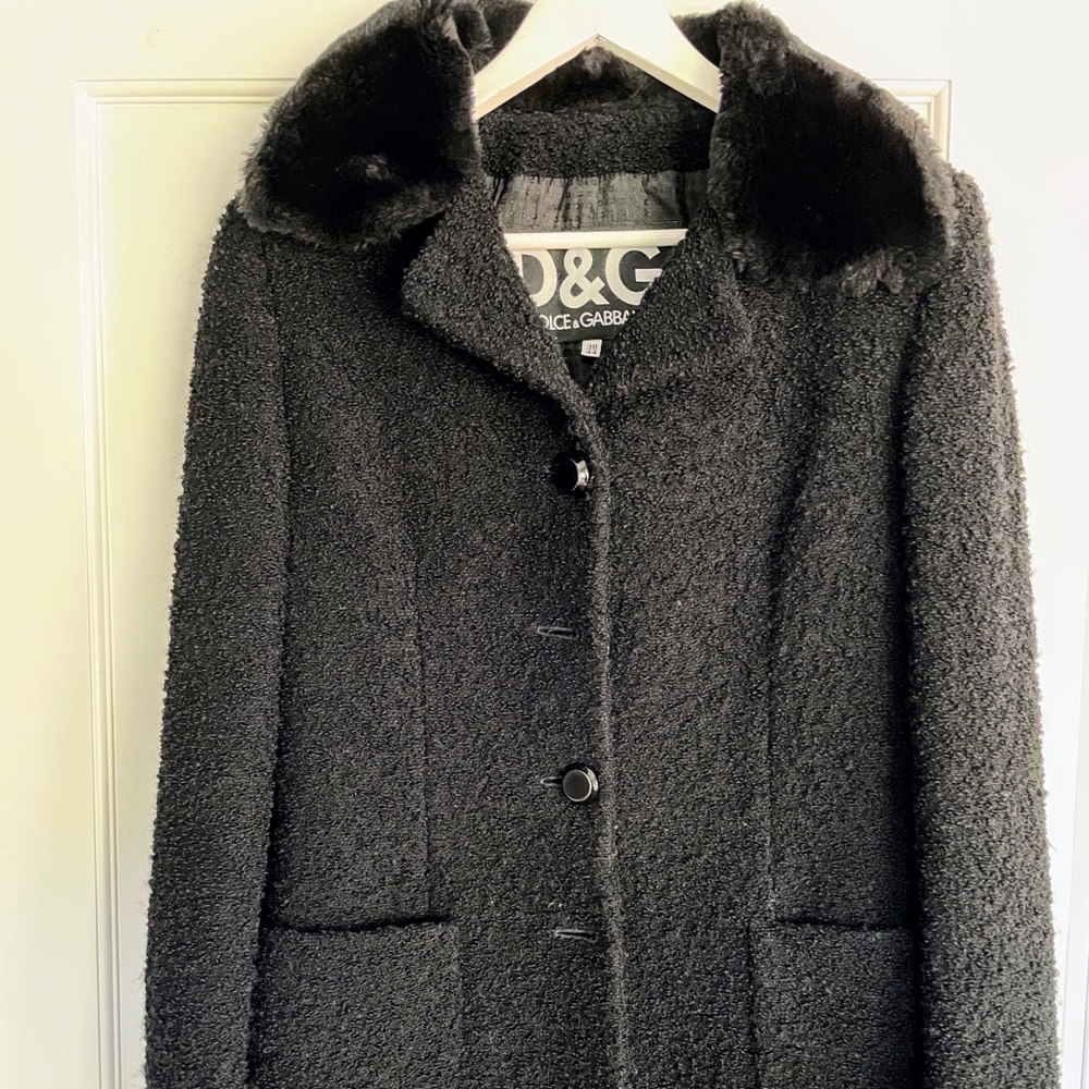 Dolce Gabbana Pure Wool Black Coat size 30/44